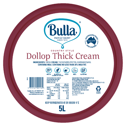 Picture of Cream, Dollop Thick Bulla 5lt
