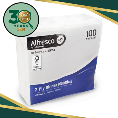Picture of Napkin, Dinner Wh 2Ply 1/4 Fold 100 (10)